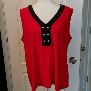Anne Klein red and black top